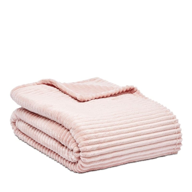 Evan Blush Ribbed Blanket