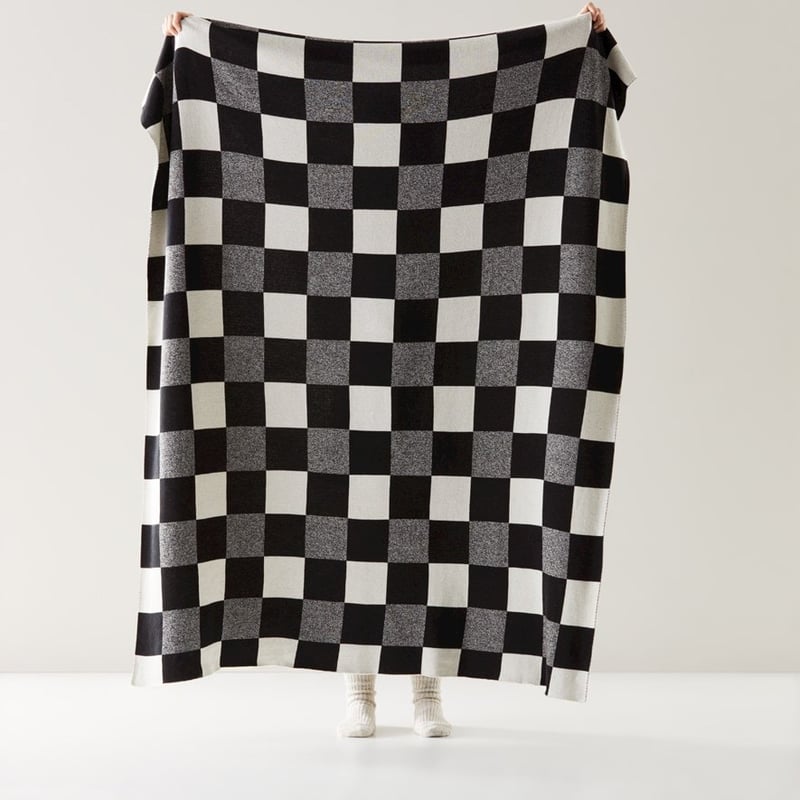 Baxter Black & Natural Check Knitted Throw