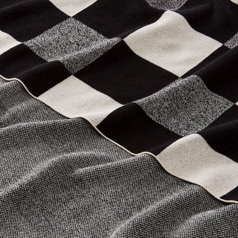 Baxter Black & Natural Check Knitted Throw