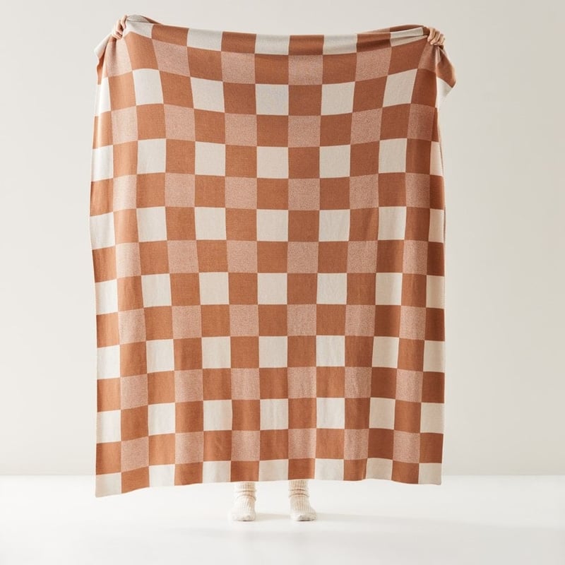 Baxter Desert Sand & Natural Check Knitted Throw