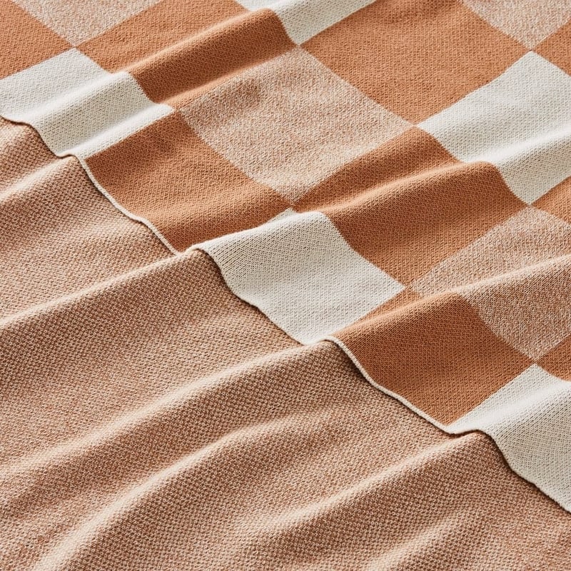 Baxter Desert Sand & Natural Check Knitted Throw