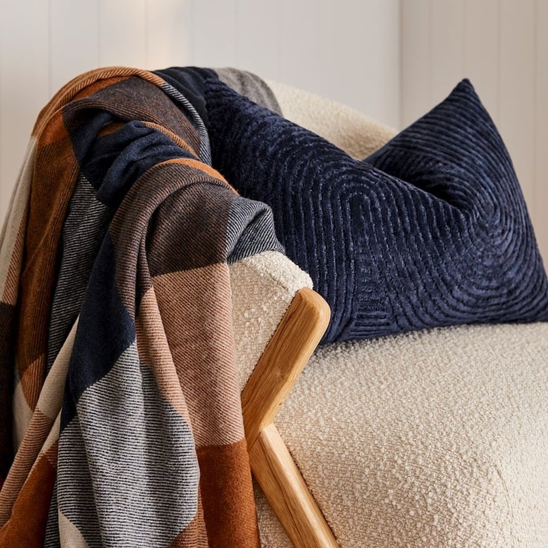 Holland Navy & Brown Wool Blanket