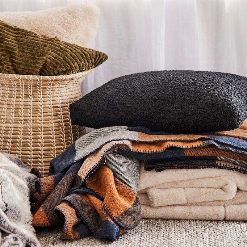Holland Navy & Brown Wool Blanket