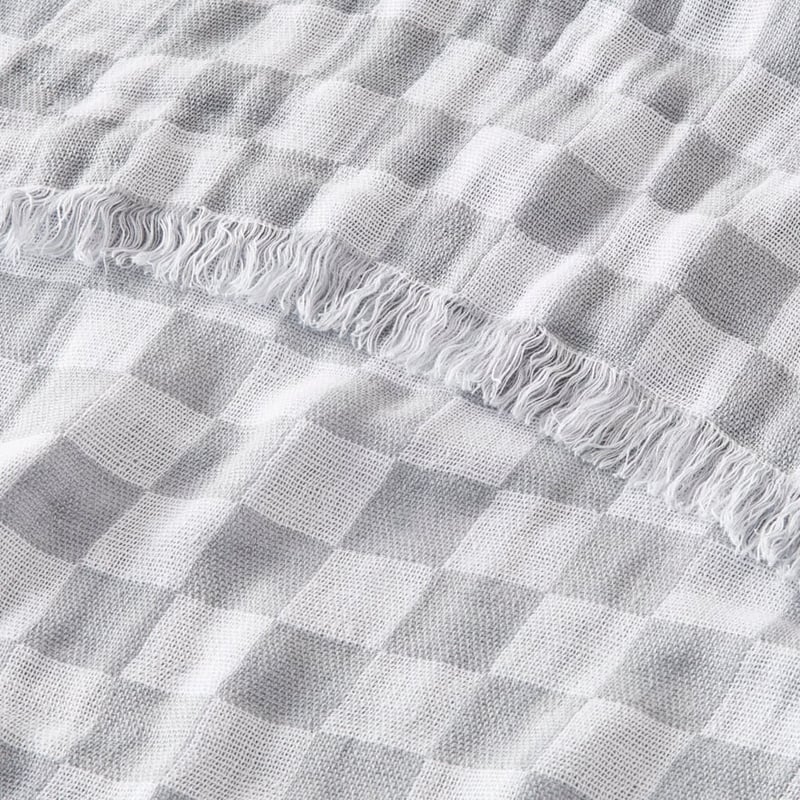 Elora Denim & White Check Linen Throw