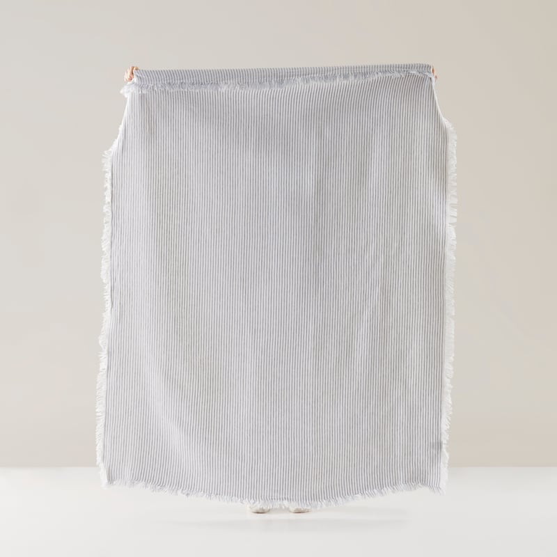 Kenai Blue Stripe Linen Throw