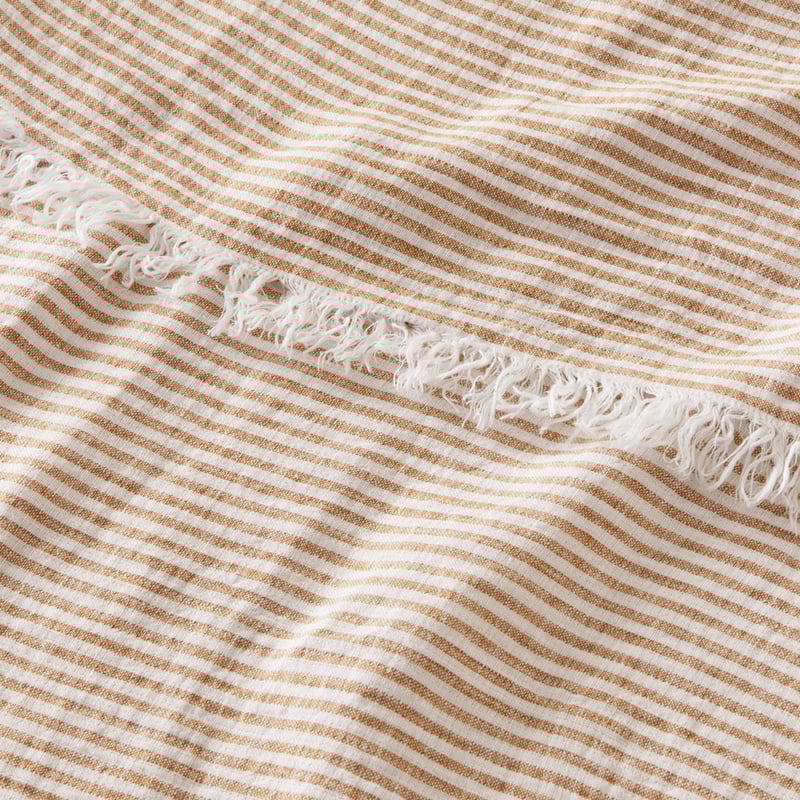 Kenai Tobacco & White Stripe Linen Throw