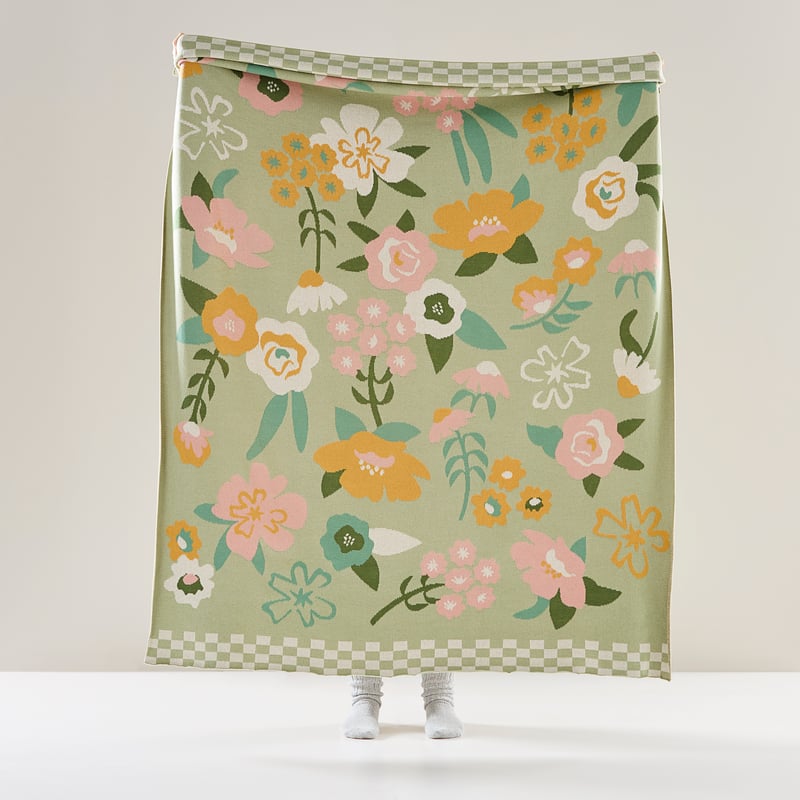 Ines Knitted Green Throw