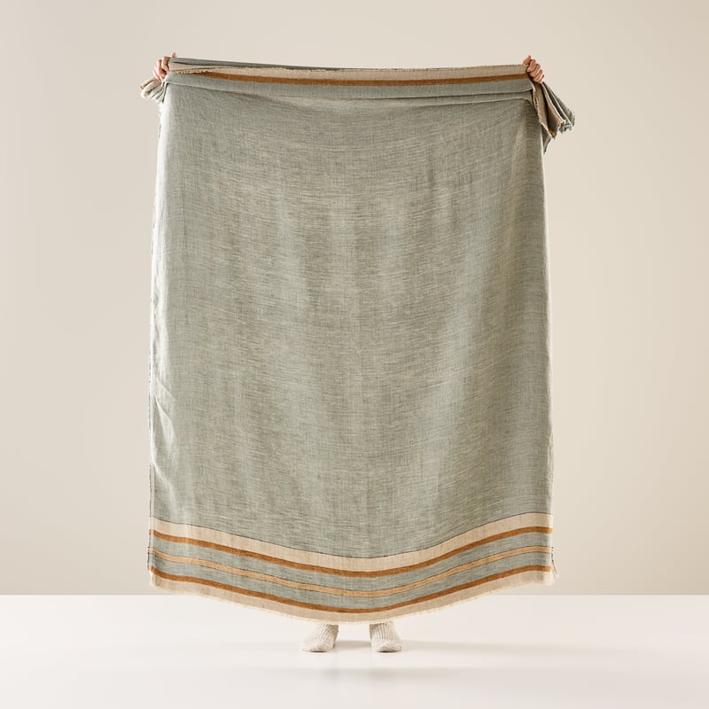 Indra Blue Linen Throw