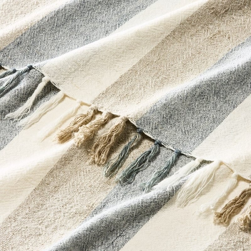 Cabo Natural & Blue Stripe Throw