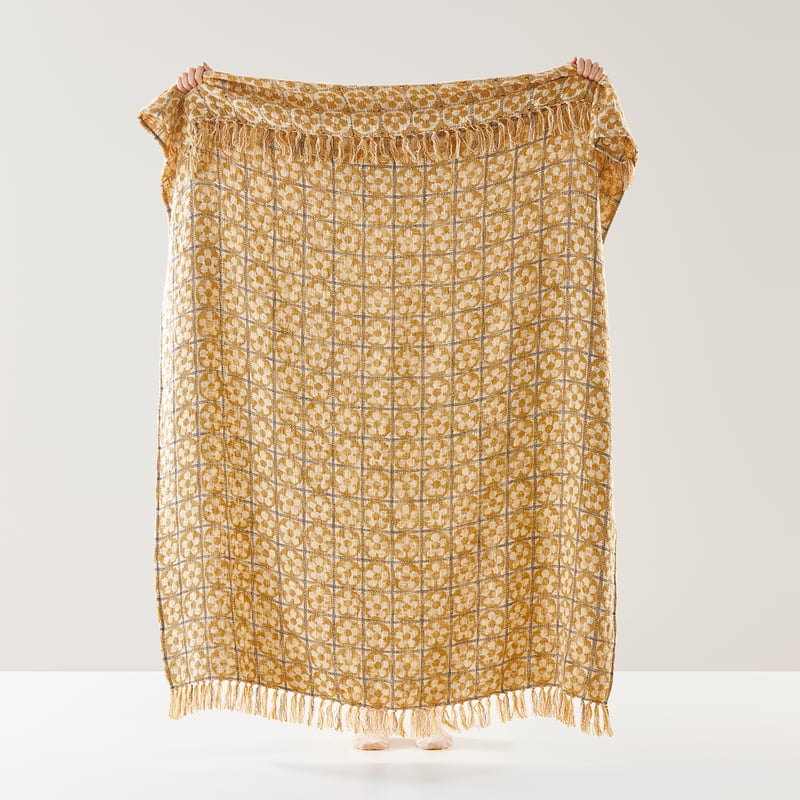 Neesha Mustard Check Throw