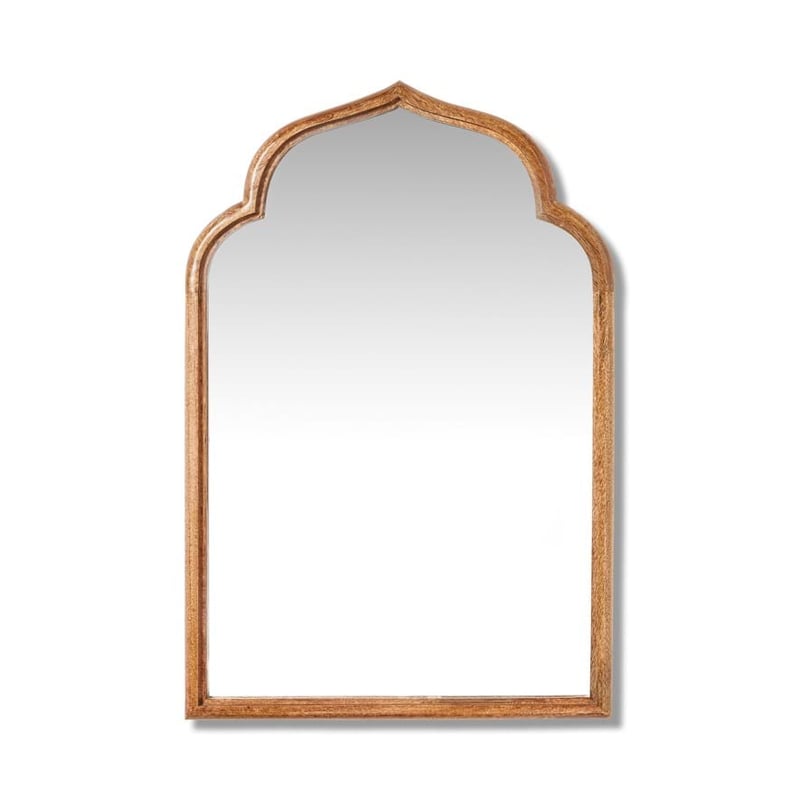 Mango Wood Mirror H91x61cm Natural Pointed Arch