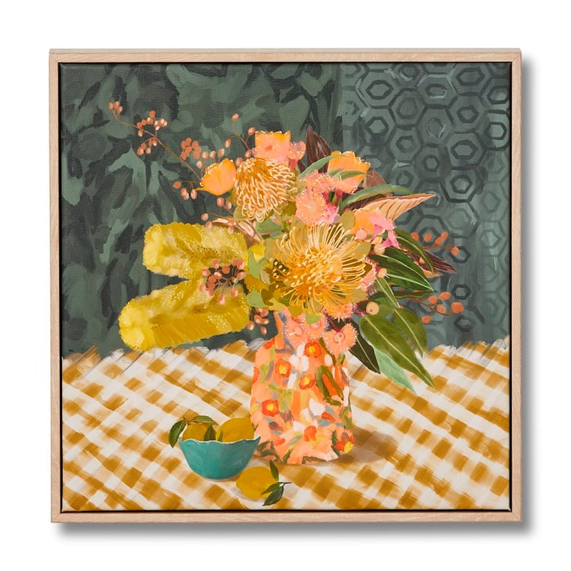 Table Flowers Tuscan Check Canvas
