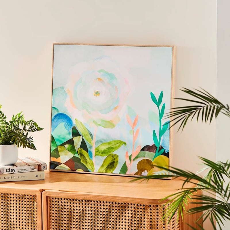 Watercolour Full Bloom Pastel Flowers Wall Art