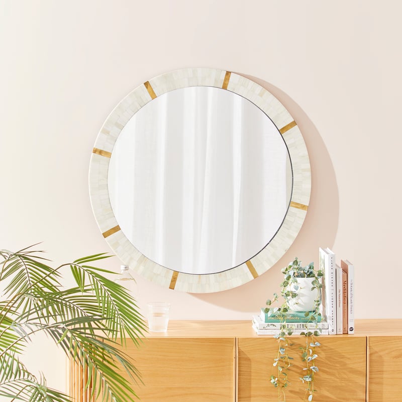 Catania Ivory & Brass Round Mirror