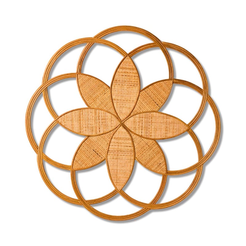 Flower Star Natural Round Wall Art