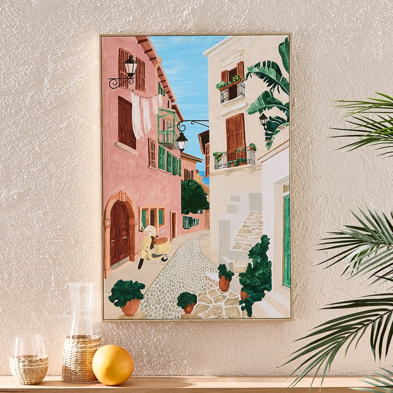 Mediterranean Village Vespa Canvas