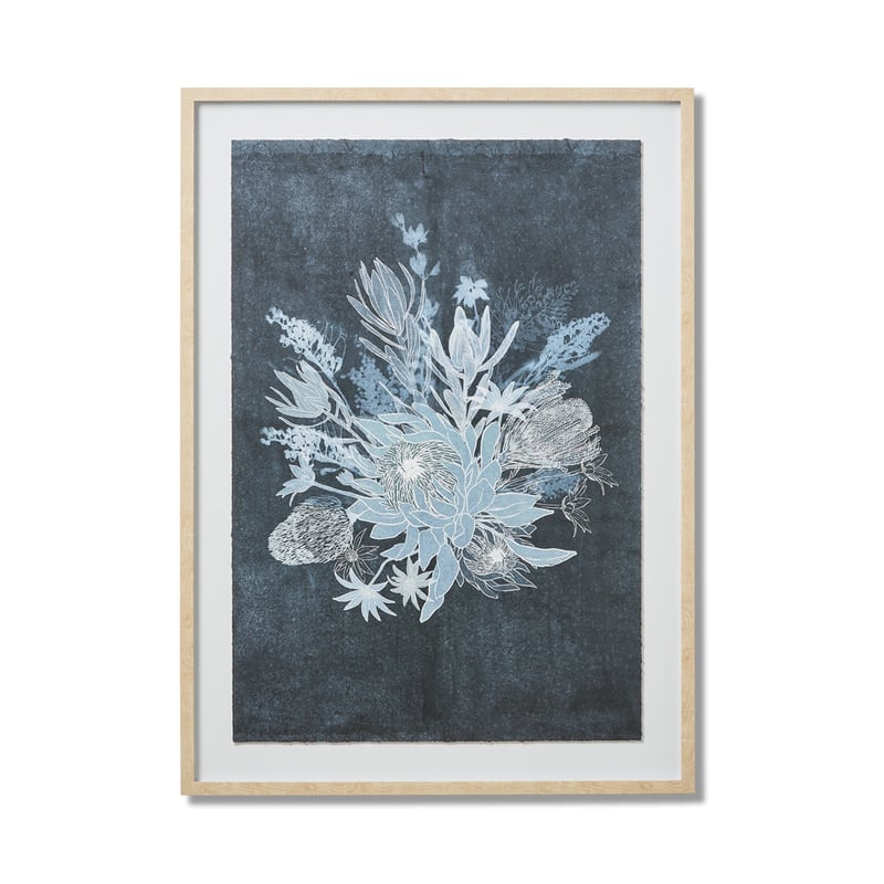 Indigo Flowers Bouquet Framed Wall Art