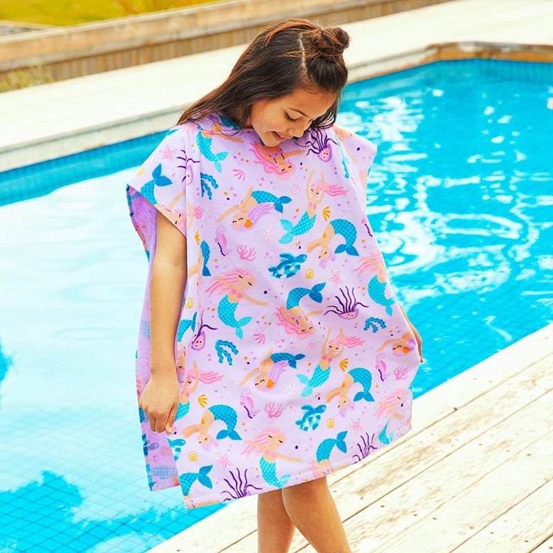 Mermaid Dreams Pink Kids Hooded Towel