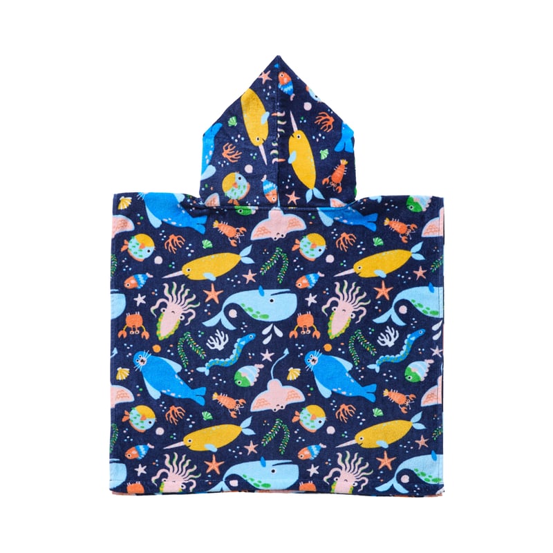 Underwater Fun Blue Kids Hooded Towel