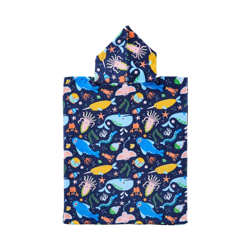 Underwater Fun Blue Kids Hooded Towel