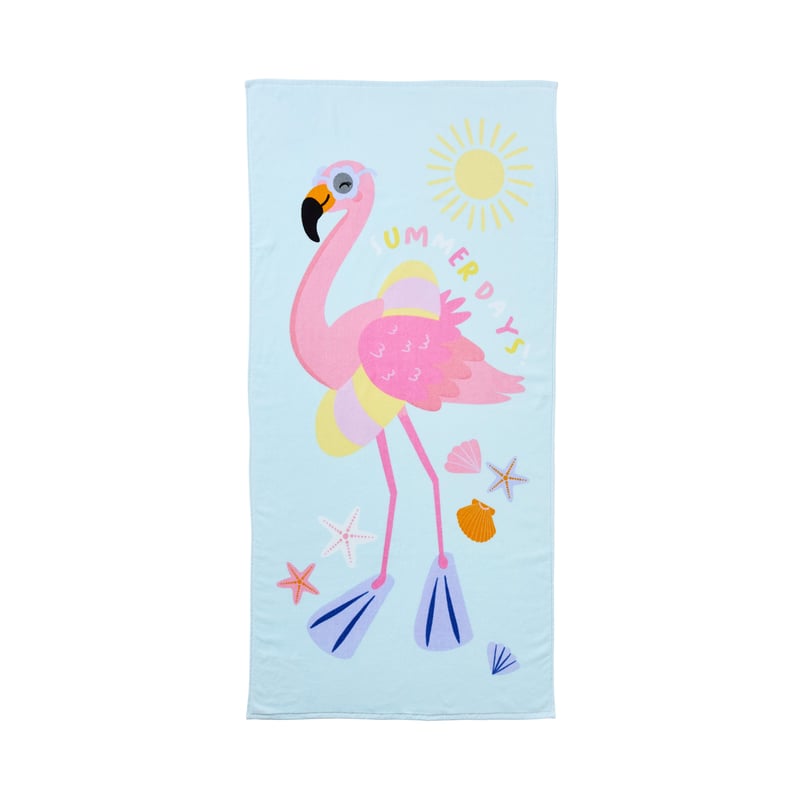 Kids Flamingo Swim Printed Beach Towel