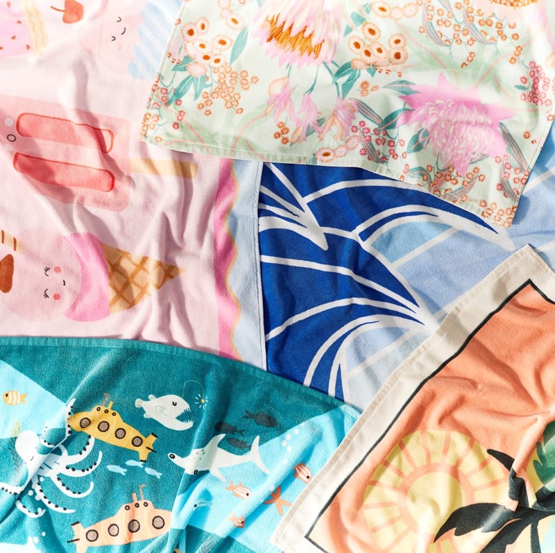 Kids Australian Floral Beach Printed Towel