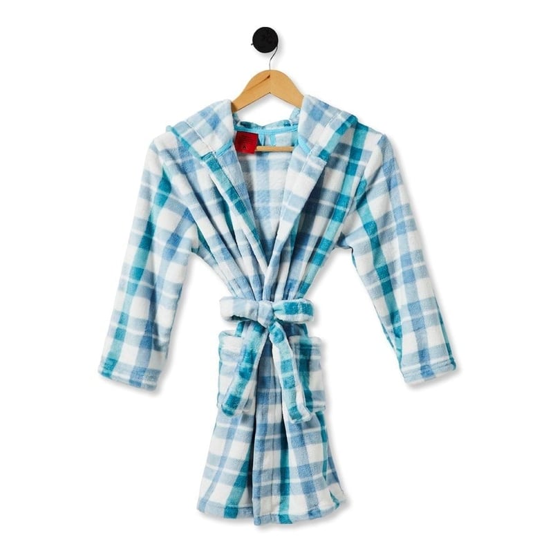 Ultra Soft Blue Ocean Gingham Kids Bath Robe