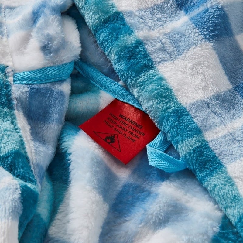 Ultra Soft Blue Ocean Gingham Kids Bath Robe