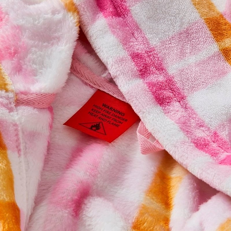 Ultra Soft Pink & Mustard Gingham Kids Bath Robe