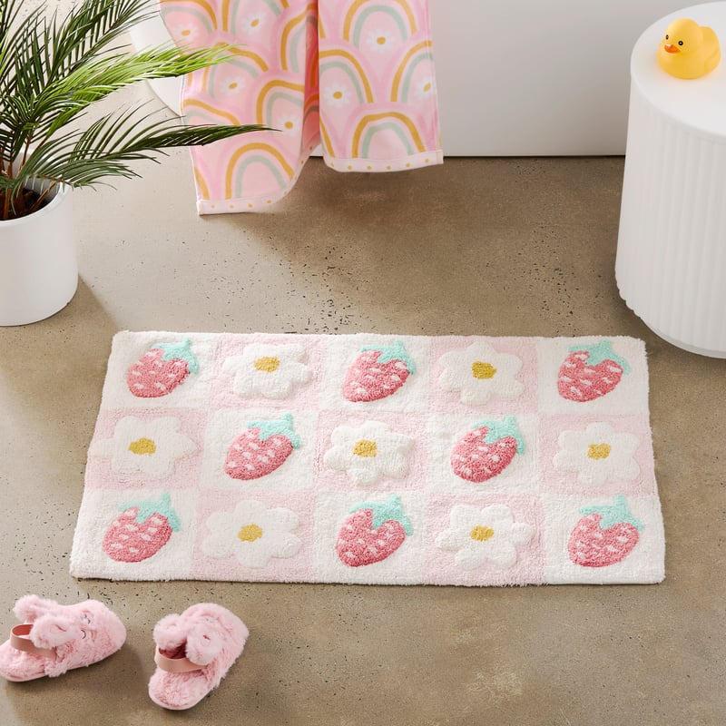 Strawberry Daisies Kids Bath Mat