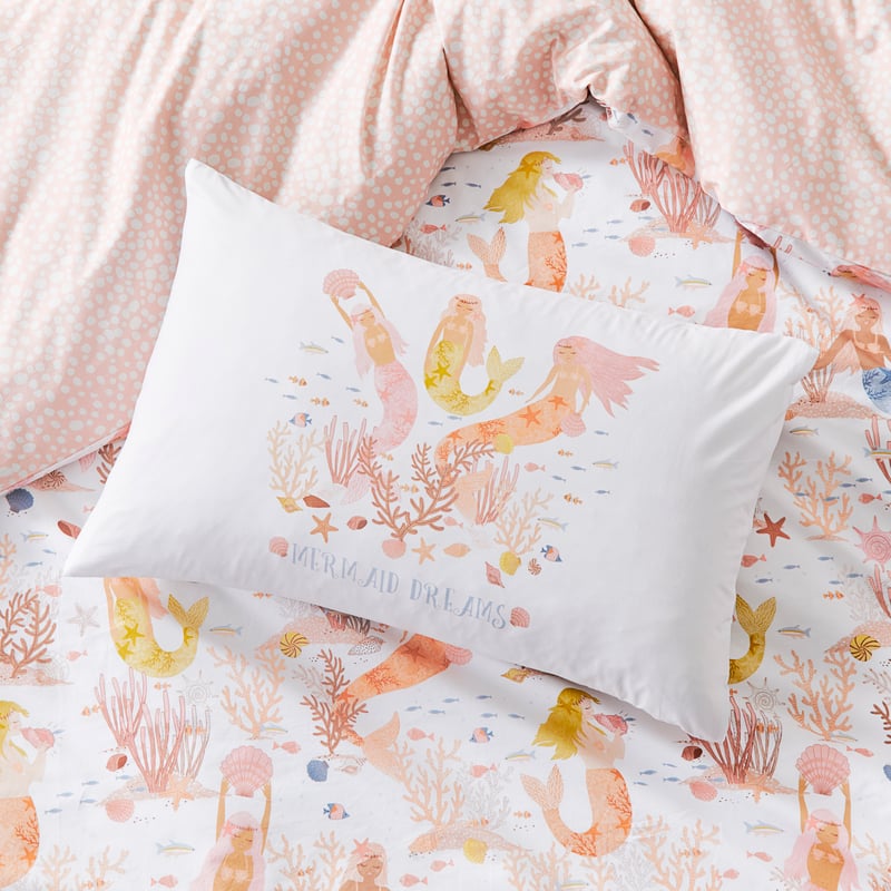 Mermaid Dreams White Text Pillowcase