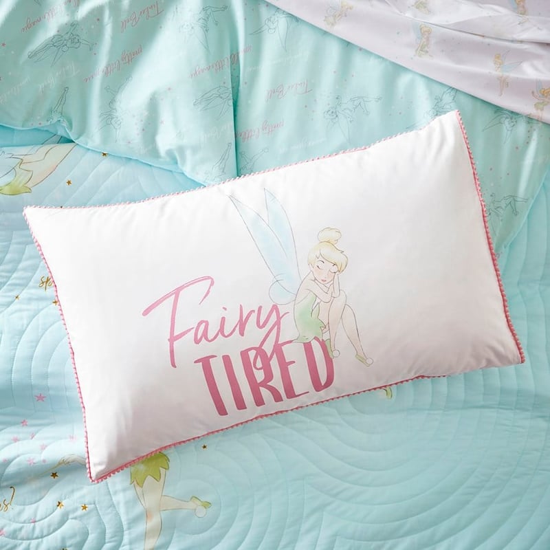 Tinkerbell Fairy Tired Pink Text Pillowcase