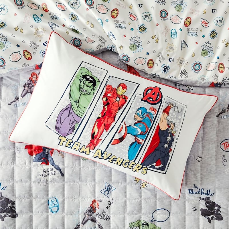 Marvel Avengers White Text Pillowcase
