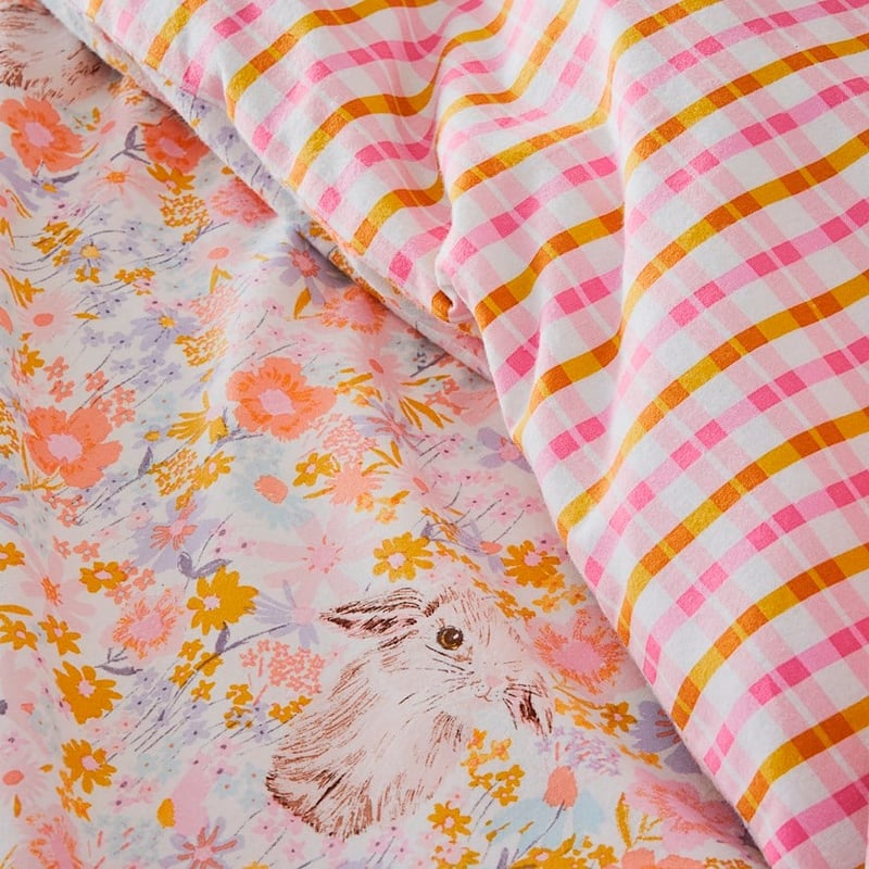 Blossom Bunny Multi Flannelette Quilt Cover Set