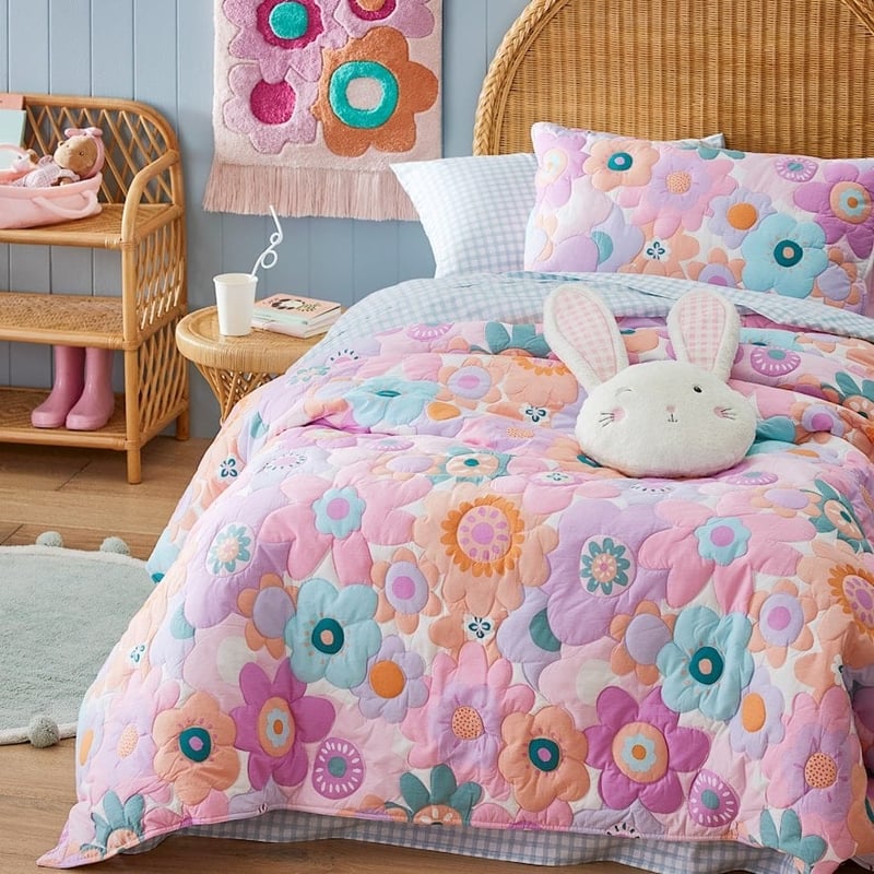 Poppy Floral Quilted Quilt Cover Set