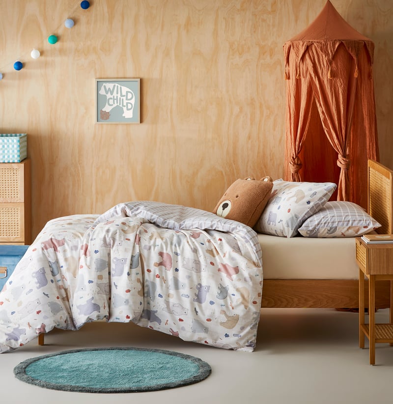 Bear Cub Natural Quilt Cover Set