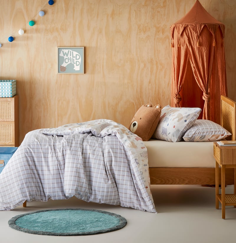 Bear Cub Natural Quilt Cover Set