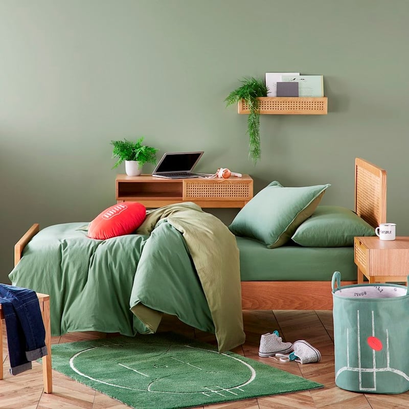 Stonewashed Cotton Forest Green Quilt Cover Set