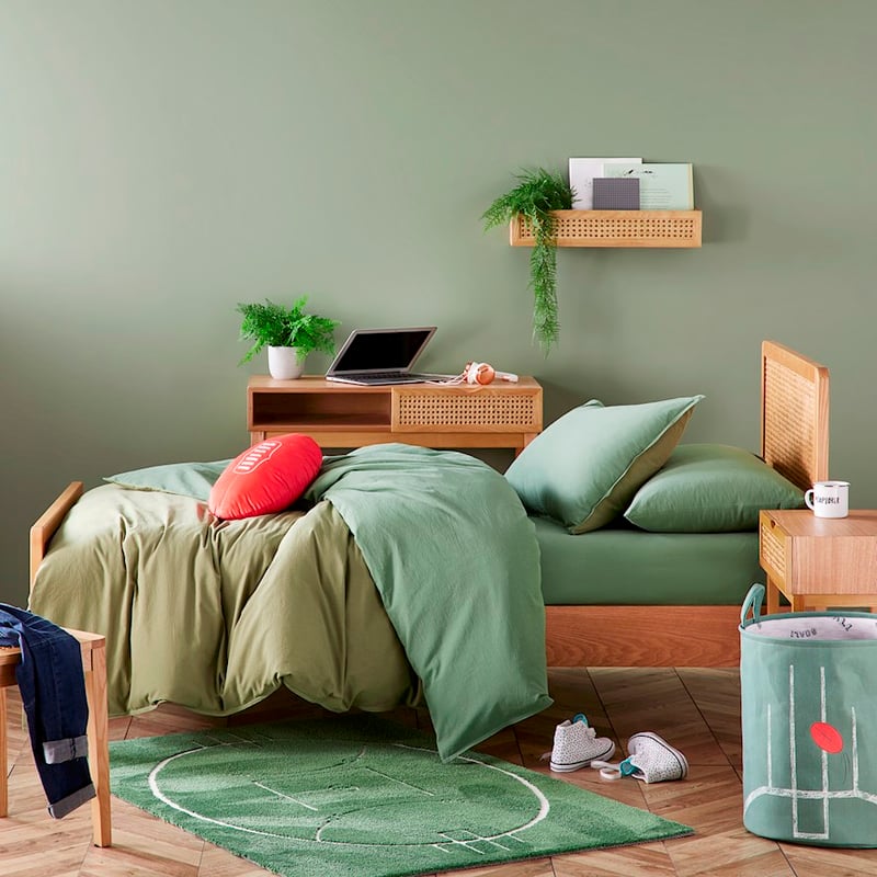 Stonewashed Cotton Forest Green Quilt Cover Set