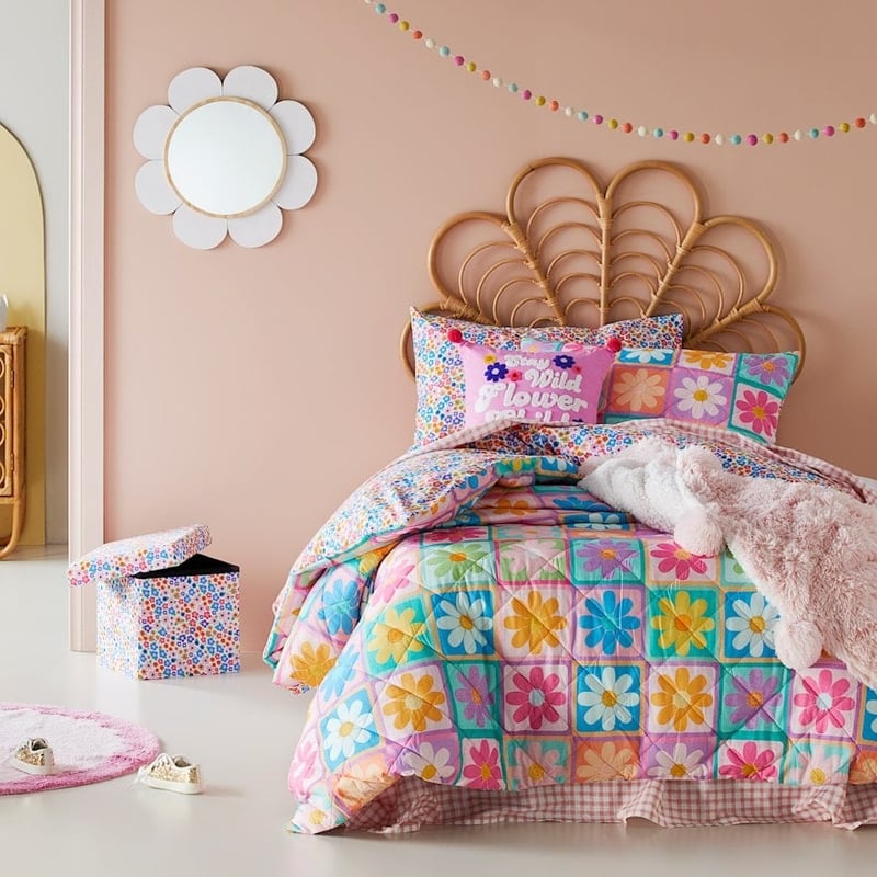 Retro Daisy Multi Quilted Quilt Cover Set