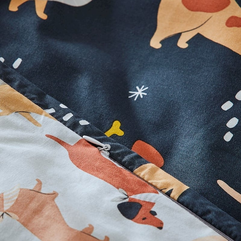 Playful Puppies Navy Quilt Cover Set