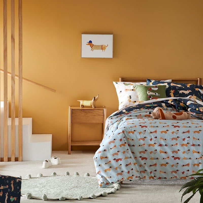 Playful Puppies Navy Quilt Cover Set