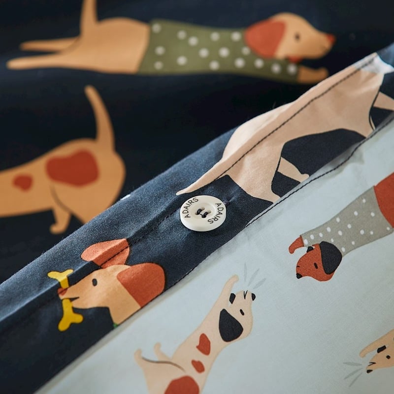 Playful Puppies Navy Quilt Cover Set