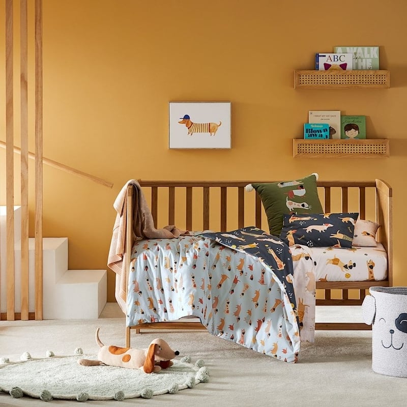 Playful Puppies Navy Quilt Cover Set