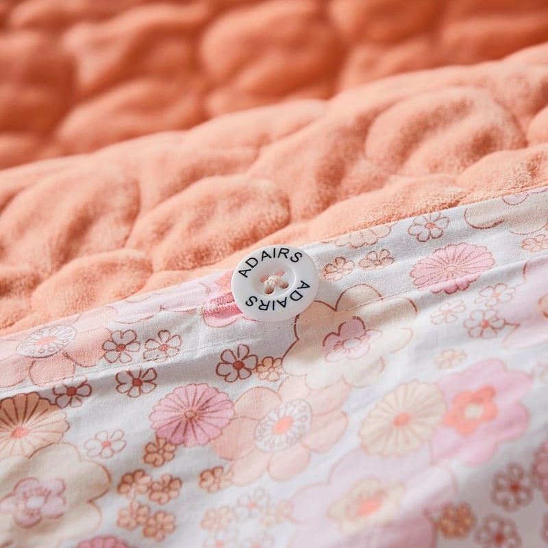 Daisy Dusty Pink Quilted Velvet Quilt Cover Set