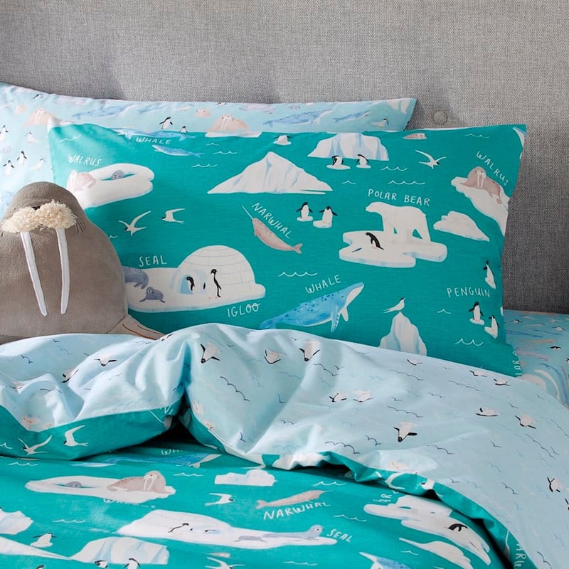 Arctic Friends Sea Green Quilt Cover Set