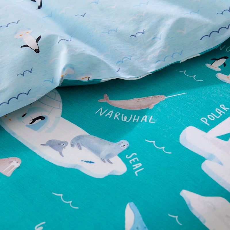 Arctic Friends Sea Green Quilt Cover Set