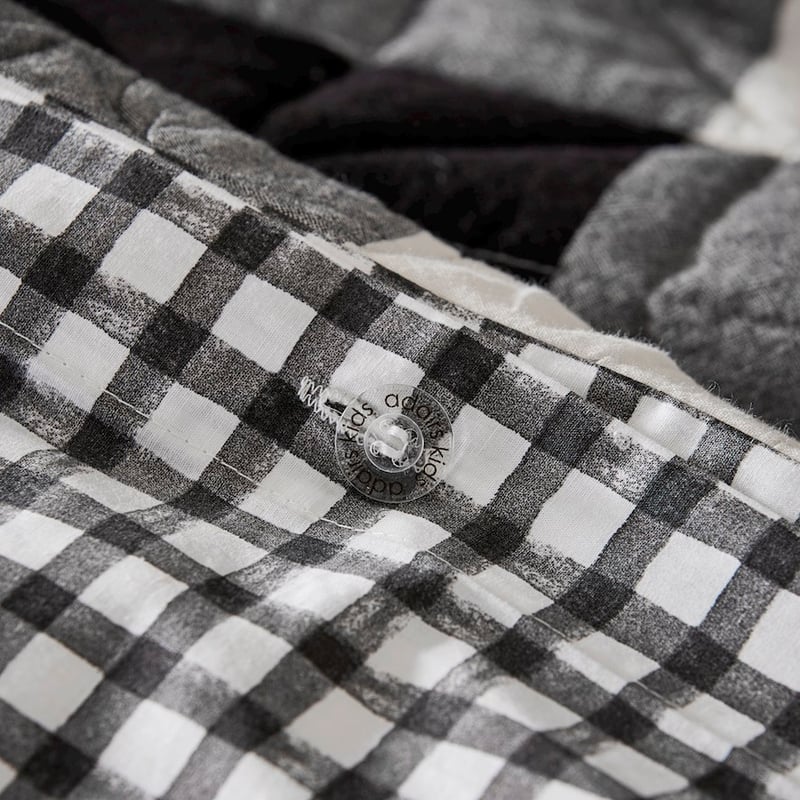 Yarn Dyed Black Gingham Quilted Quilt Cover Set