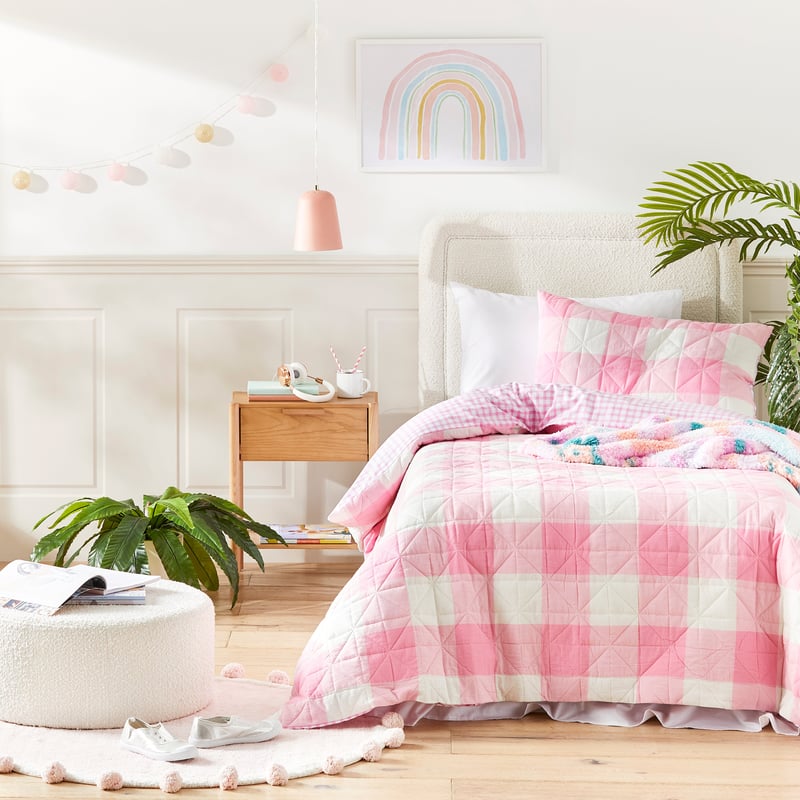 Yarn Dyed Bubblegum Pink Gingham Quilt Cover Set