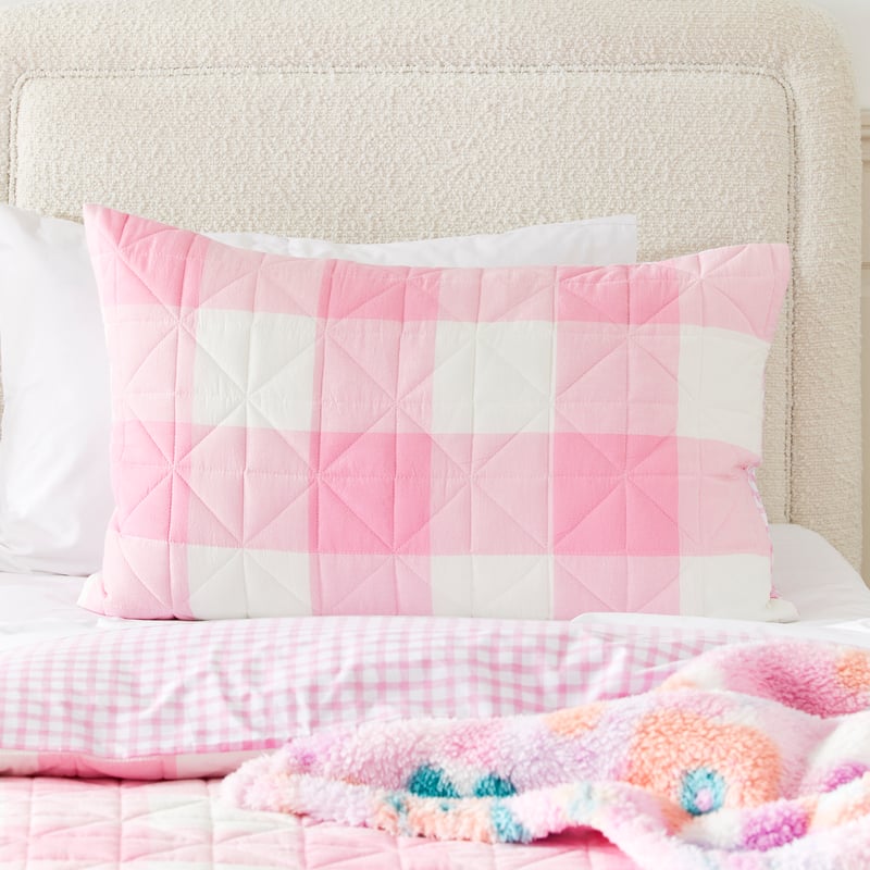 Yarn Dyed Bubblegum Pink Gingham Quilt Cover Set